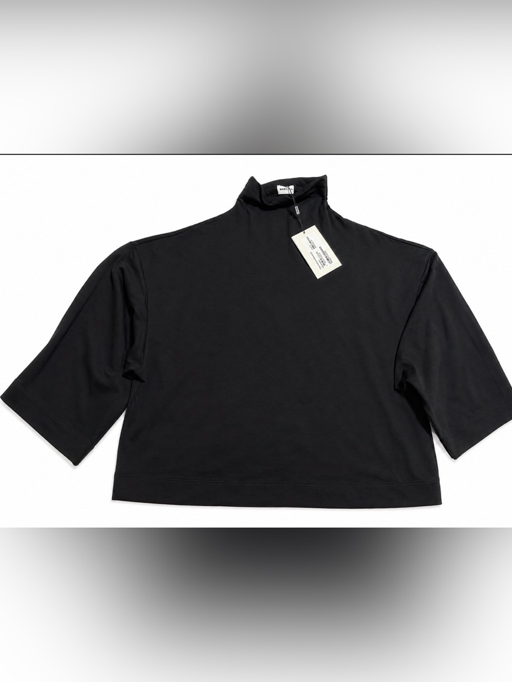 MARCELLA Black 3 quarter big Sleeve Mock Neck Shirt super soft boxy crop